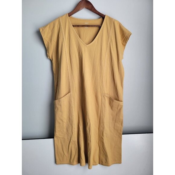 J Jill PureJill Easy Knit Two Pocket Dress Size M Light Curry Yellow Minimalist - Picture 3 of 5